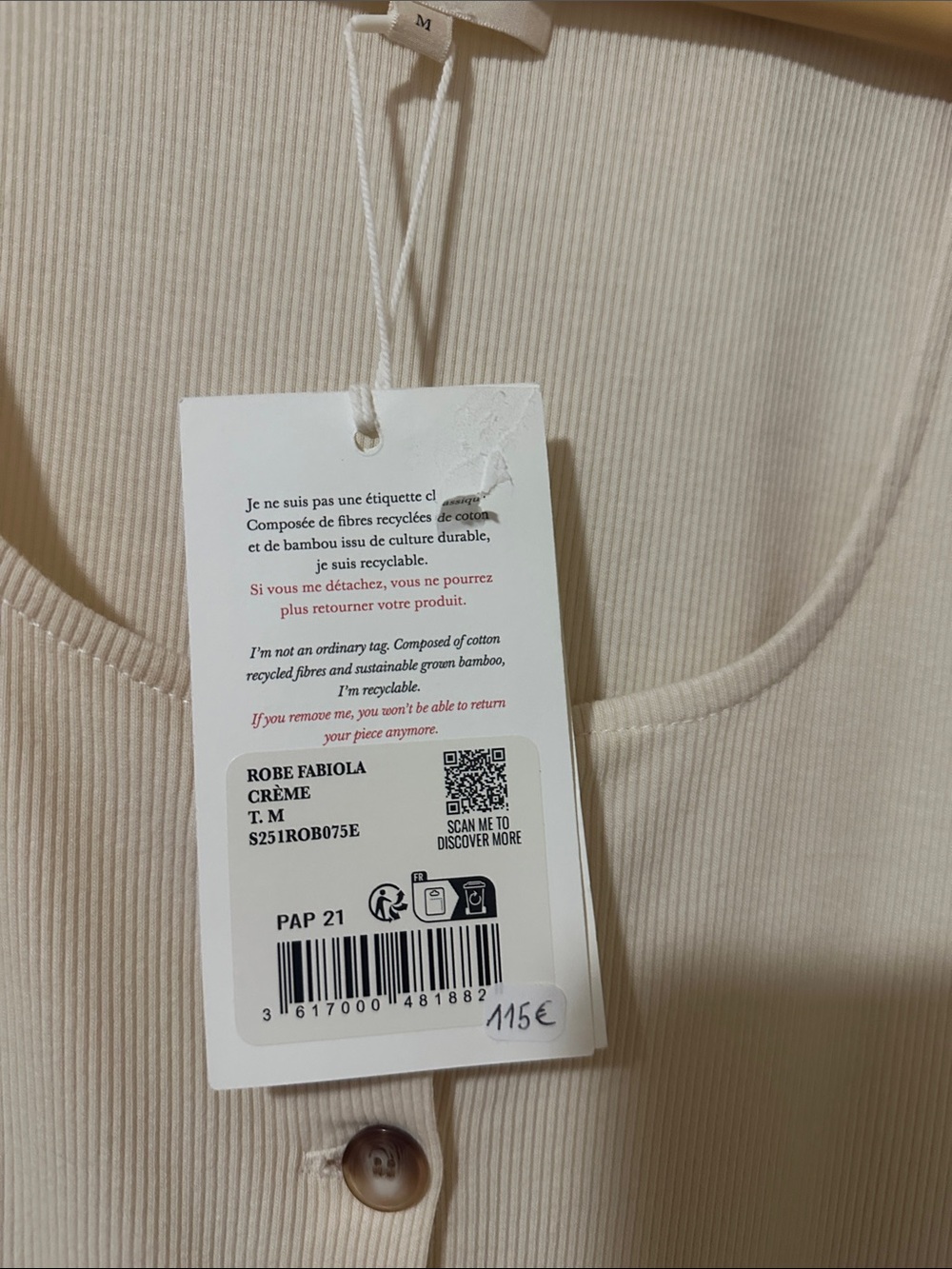 Sezane Fabiola Cream Size M - Picture 3 of 5